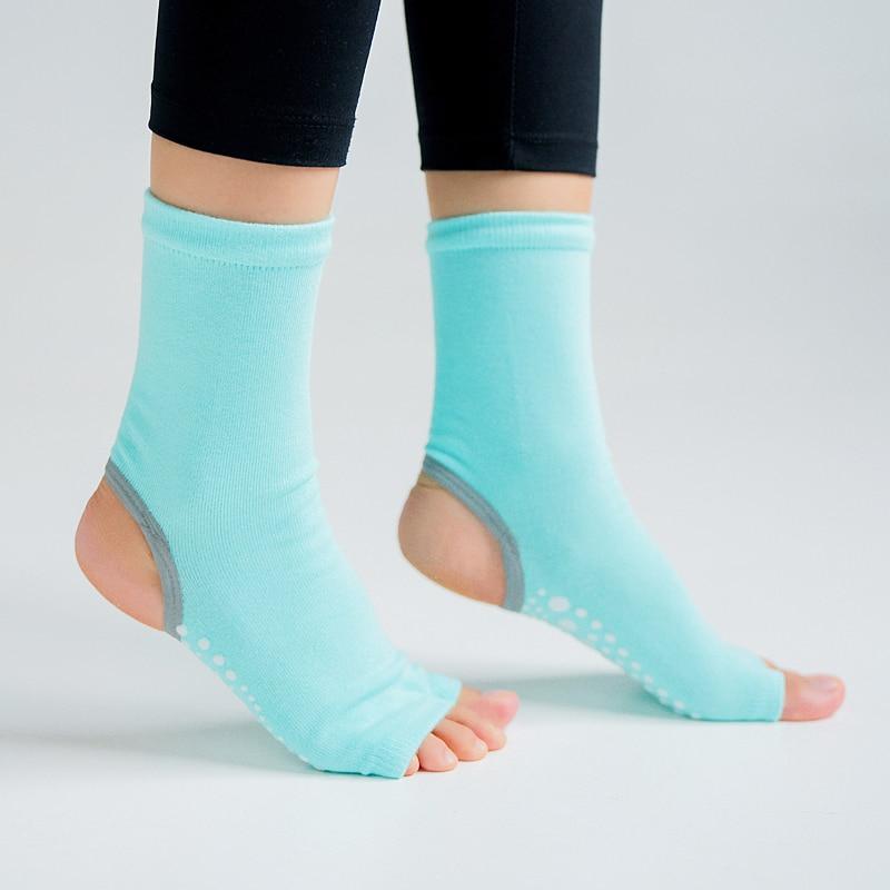 Women's Open Front Pilates & Yoga Socks with Silicon Grip Soles