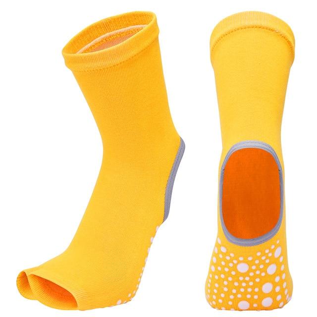 Custom Toeless Anti Slip Women Non Slip Yellow Silicone Gel Grip Yoga Socks  with Logo - China Socks and Stocking price